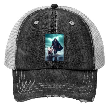 Discover Viking Warrior and Wolf Ultra Realistic Poster Trucker Hats