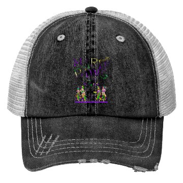 Discover Mardi gras purple and gold cat- teddy bear+sticker Trucker Hats