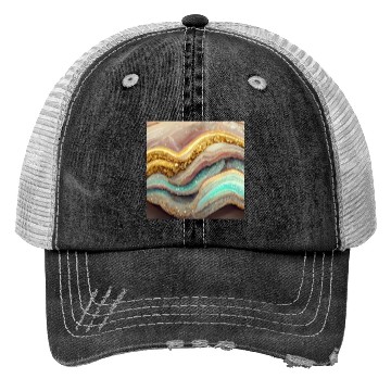 Discover Pastel Pink Teal Agate Geode Stone Trucker Hats