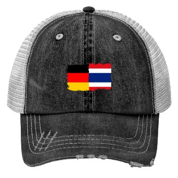 Discover Thailand Flag Germany Flag Half Thai Half German Trucker Hats