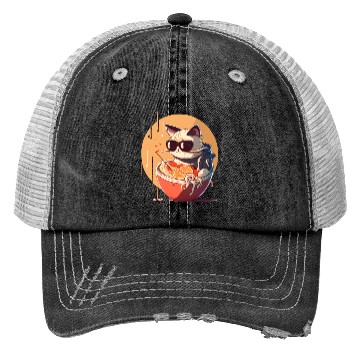 Discover cat eating Chinese food,cute design for Meow lover Trucker Hats