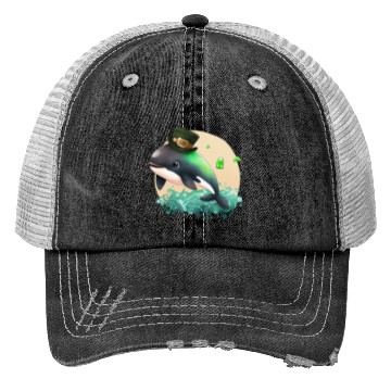 Discover St Patrick's Day Irish Cute Orca Saint Patrick Trucker Hats