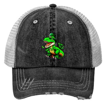 Discover St. Patrick Day T-rex Dinosaur With Hat Trucker Hats