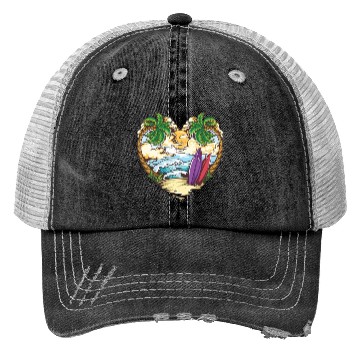 Discover Beach love surfing Trucker Hats