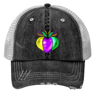 Discover Yellow Golden, Purple And Green Heart For Mardi Trucker Hats