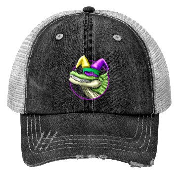 Discover Crocodile with Jester Hat for Mardi Gras Trucker Hats
