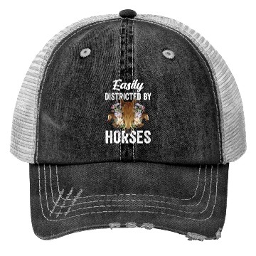 Discover Easily Distracted By Horses Riding Rider Horse Trucker Hats