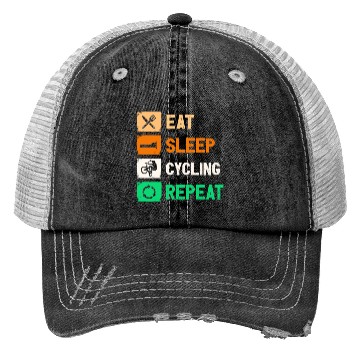 Discover Eat Sleep Cycling Repeat Funny Trucker Hats Design