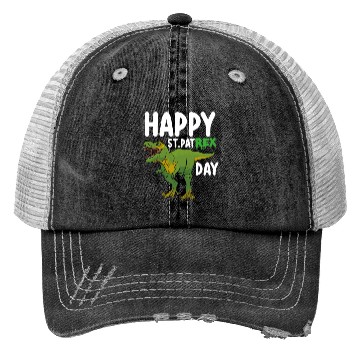 Discover Happy St Pat Rex Day Dinosaur Trucker Hats