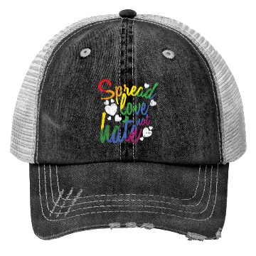 Discover Spread Love not hate LGBT Rainbow Trucker Hats
