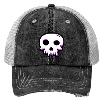 Discover 2D Vector Cartoony Synthwave Skull Trucker Hats
