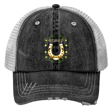 Discover Good Luck With A Golden Horseshoe For Irish St Trucker Hats