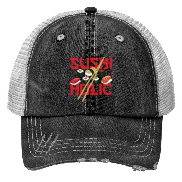 Discover Sushiholic Sushi Rolls Rice and Fish Trucker Hats