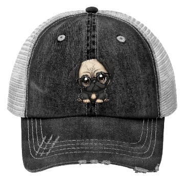 Discover Sweet cute cartoon pug Trucker Hats
