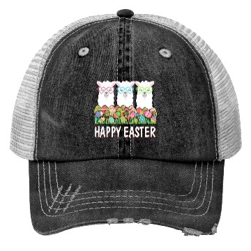 Discover Happy Easter Eggs Easter Llama Alpaca Bunny Trucker Hats