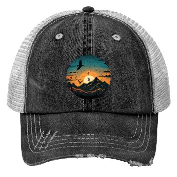 Discover Sun Rising Above Mountains Trucker Hats