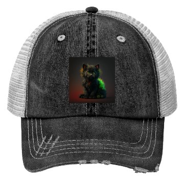 Discover Cute black kitten blended with a wicked spider Trucker Hats