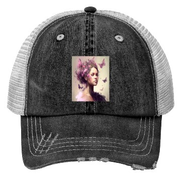 Discover Breast Cancer Survivor Pink Flower Hair Girl Trucker Hats