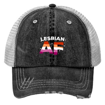 Discover Lesbian Af LGBT Pride Lesbian Rainbow Flag Trucker Hats