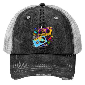 Discover 80s 90s Music Aesthetic Vintage Boombox Retro Cass Trucker Hats