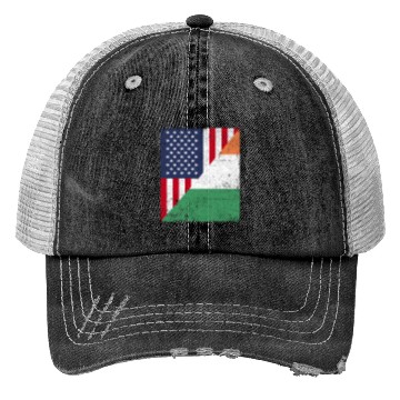 Discover Half USA Flag Half Irland Flag Trucker Hats