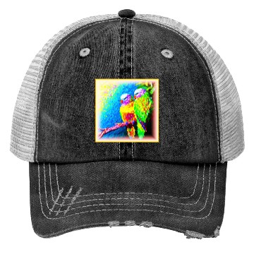 Discover A Vibrant and Joyful Rainbow Birds. Buy Now Trucker Hats
