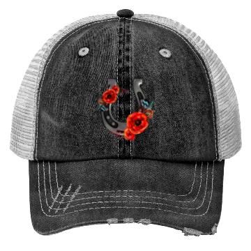 Discover Floral Horseshoe With Poppies Trucker Hats