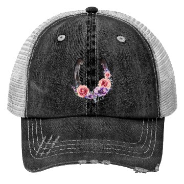 Discover Lucky Floral Horseshoe Trucker Hats
