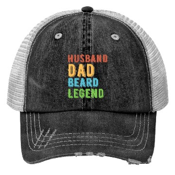 Discover Husband Dad Beard Legend Trucker Hats