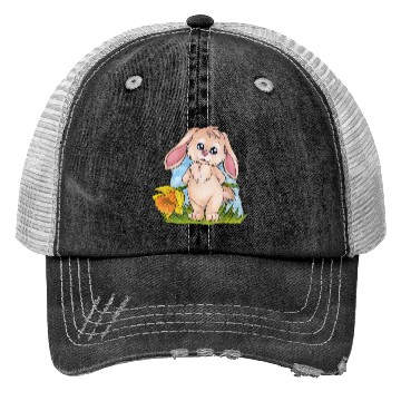 Discover Cute bunny rabbit with daffodil daffodil Trucker Hats