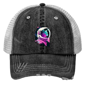 Discover Aesthetic Vaporwave Space Cat 80s 90s Astronaut Trucker Hats