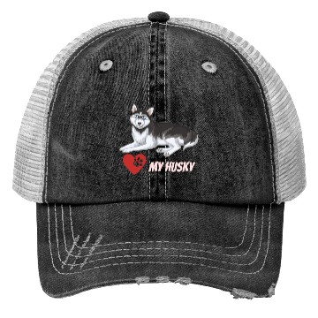 Discover I Love My Husky Trucker Hats