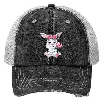 Discover Baby Easter Bunny with Flowers cute Easter Egg Trucker Hats