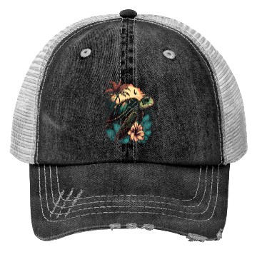 Discover Turtle Hawaiian Sea Turtles Hibiscus Flower Trucker Hats