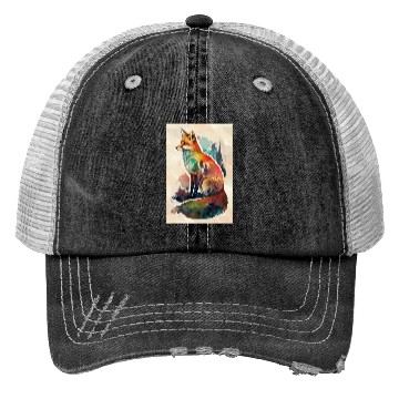 Discover Fox watercolor woodland forest animal wild animal Trucker Hats
