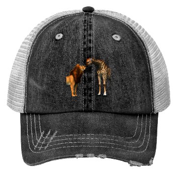 Discover Lion kisses giraffe Trucker Hats
