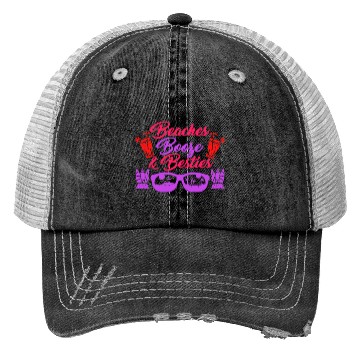 Discover Beaches Booze Besties Summer Vacation Spring Break Trucker Hats