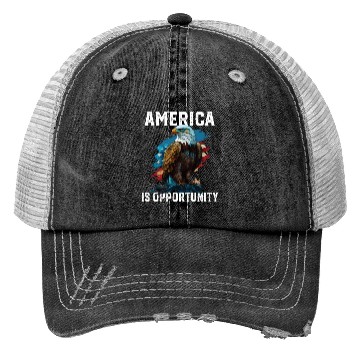 Discover America Is Opportunity American Bald Eagle July 4 Trucker Hats