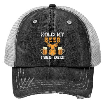 Discover Hold my beer i see deer quotation Trucker Hats