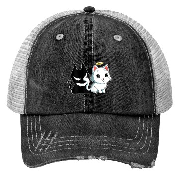 Discover Funny Angel Devil Cat Trucker Hats Sweet Dearly Kitty D