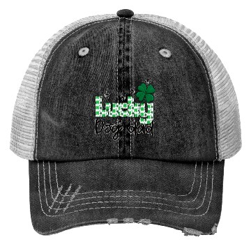 Discover Lucky dog dad St. Patrick`s letters with shamrock Trucker Hats