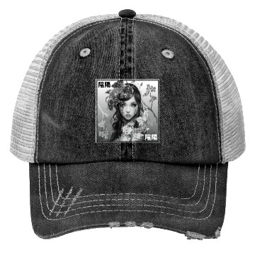 Discover Yin Yang Koi Fish Gothic Emo Japanese Cherry Bloss Trucker Hats