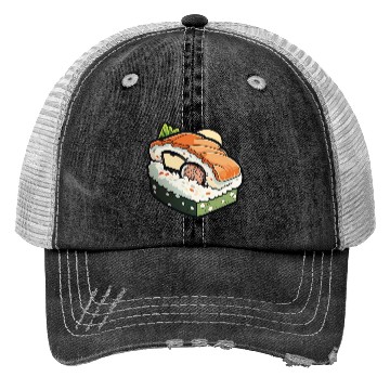 Discover Sushi print Trucker Hats