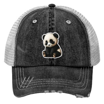 Discover Cute little Panda playing design Trucker Hats