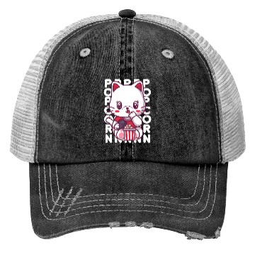 Discover Cat Eating Popcorn Trucker Hats