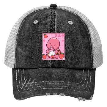 Discover Kawaii Turtle Lover Strawberry Milk Shake Otaku Trucker Hats
