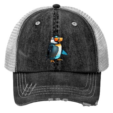 Discover Cool Winter Penguin with sunglasses Trucker Hats
