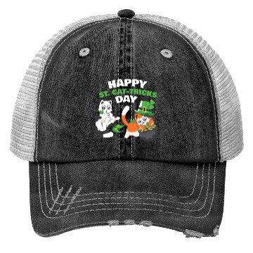 Discover Cat Happy St Catricks Day Ireland Trucker Hats