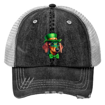 Discover St. Patricks Day Dachshund Wiener Dog Shamrock Trucker Hats