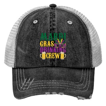 Discover Mardi Gras Drinking Crew Carnival Beads Mask Trucker Hats